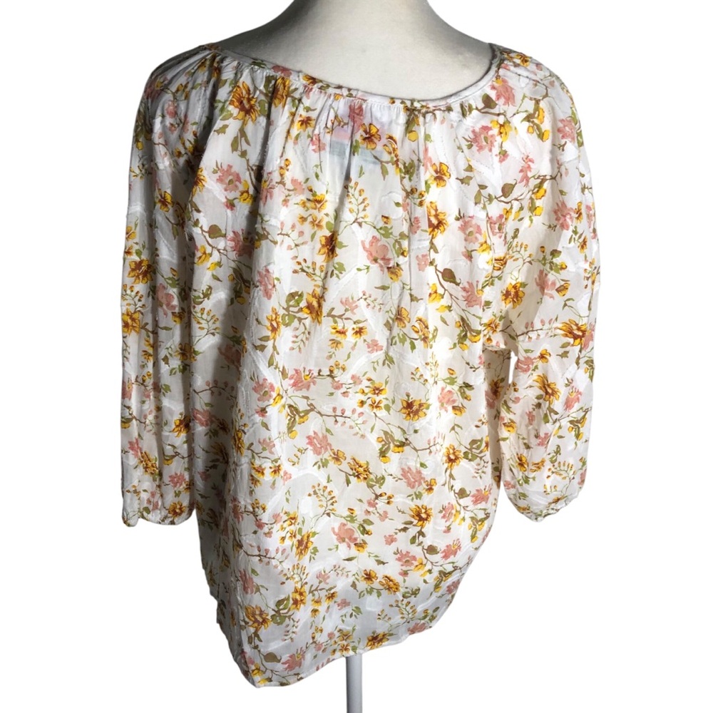 Hester & Orchard floral 3/4 sleeve knit top Sz Large - Picture 3 of 6